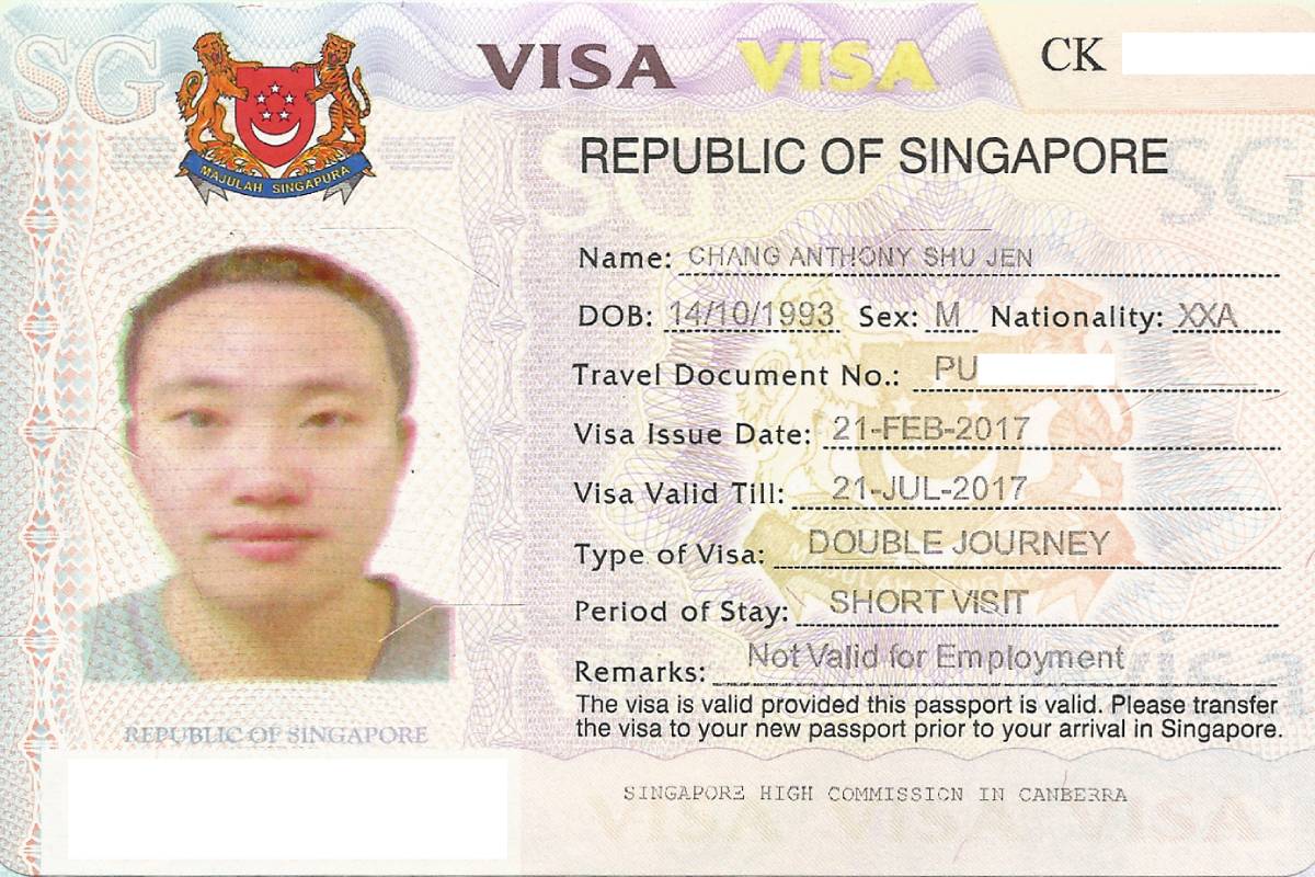 نمونه ویزا سنگاپور