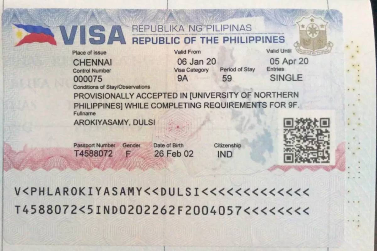 نمونه ویزا فیلیپین