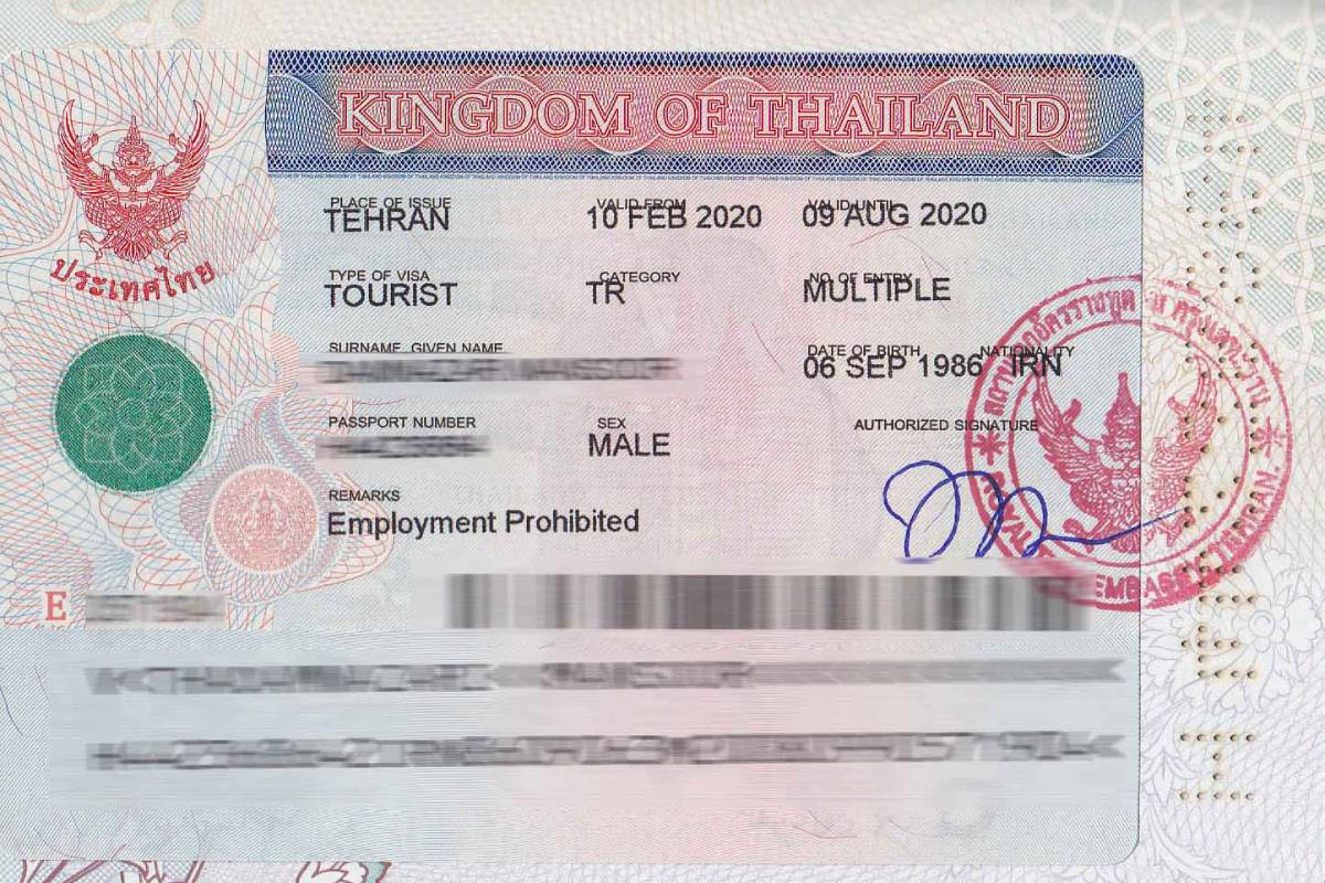 نمونه ویزا تایلند